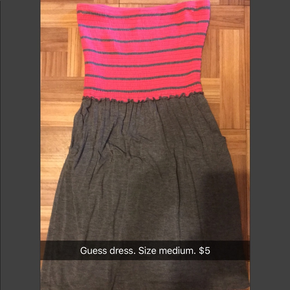 Guess strapless dress with pockets.